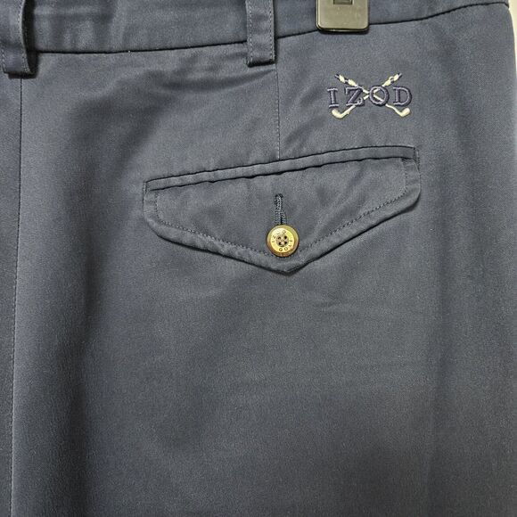 Izod Golf Pants Men’s 36x32 (34x31) Navy Pleated Cuff Hem Super Soft *See Remark - Picture 6 of 8